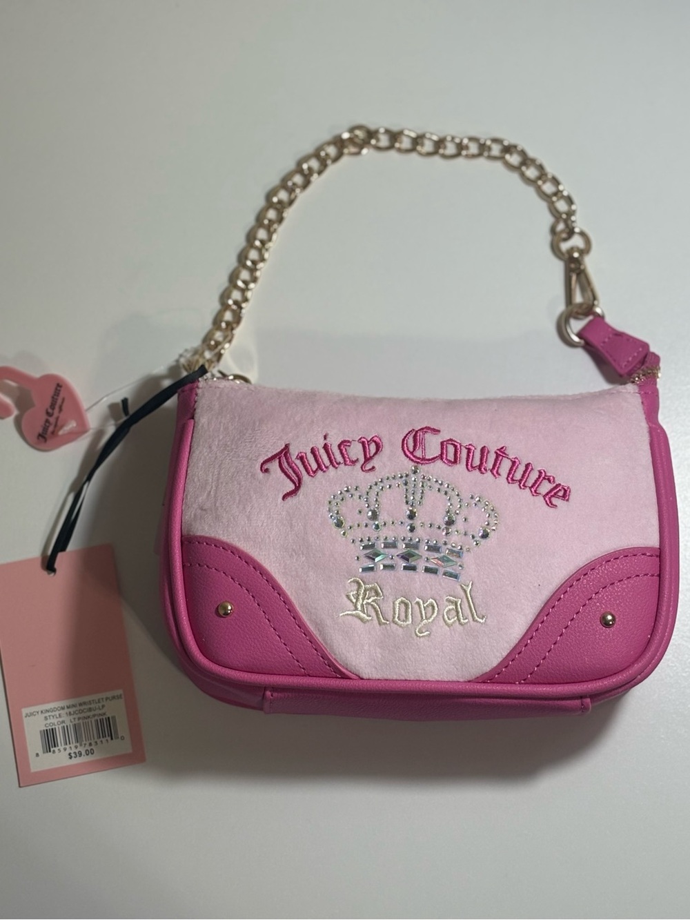 Juicy Couture Light Pink and Hot Pink Mini Chain Shoulder Bag